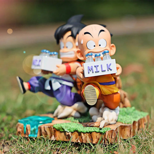 15CM Dragon Ball Anime Figure Son Goku et Krillin lait livraison modèle figurines d'action périphérie poupée PVC modèle cadeaux jouets GEAR GLOW