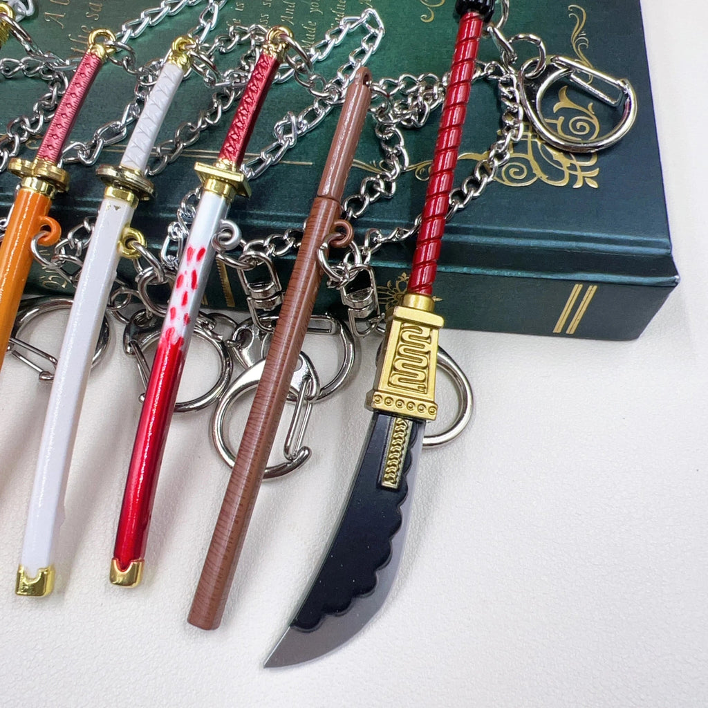 Mini épée de la série Roronoa Zoro, 9cm, avec chaîne Anti-perte, périphériques d'anime OP, Basil Hawkins, porte-clés en métal, cadeau pour les Fans GEAR GLOW