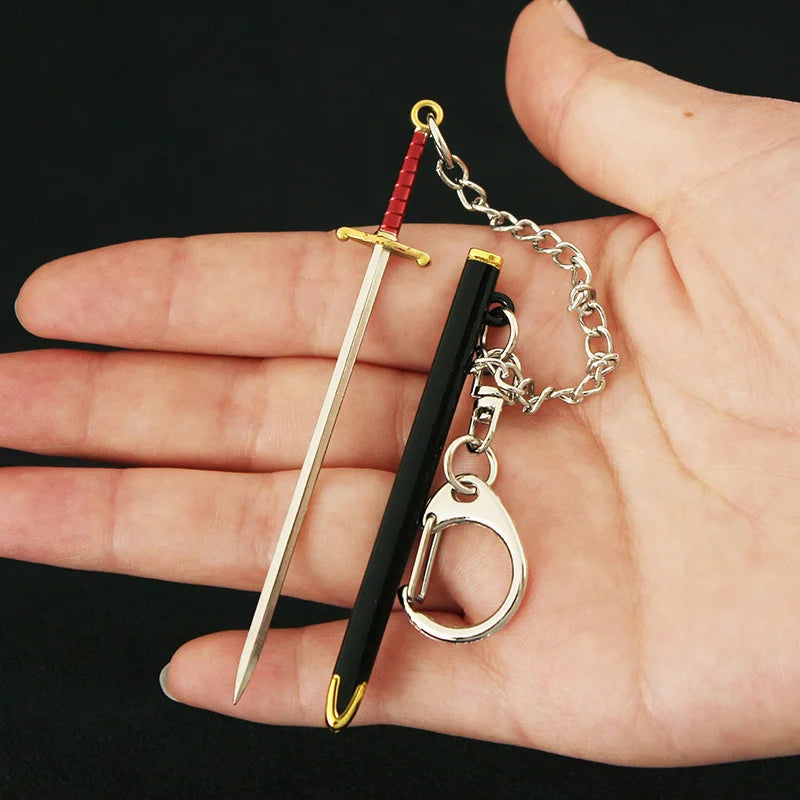 Mini épée de la série Roronoa Zoro, 9cm, avec chaîne Anti-perte, périphériques d'anime OP, Basil Hawkins, porte-clés en métal, cadeau pour les Fans GEAR GLOW