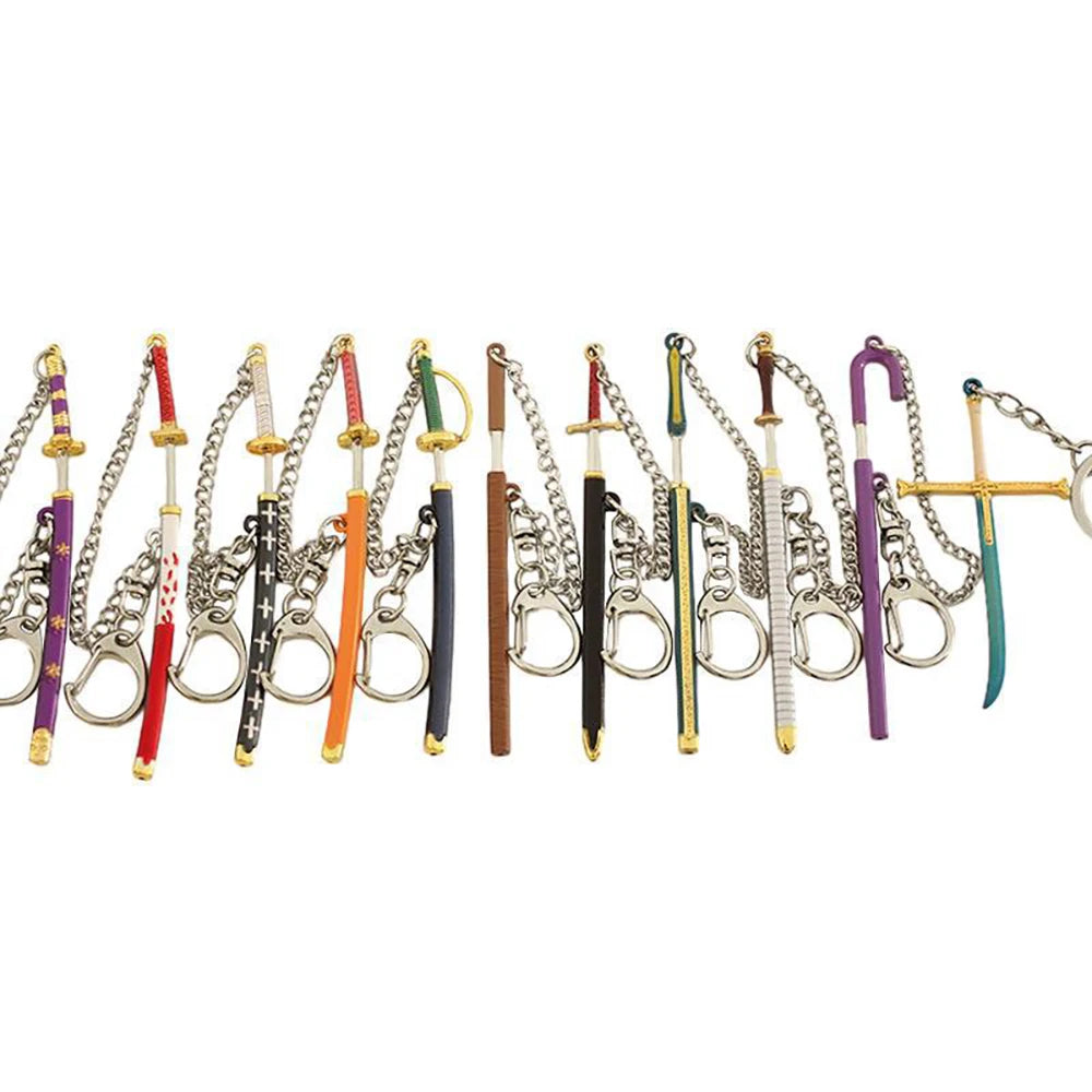 Mini épée de la série Roronoa Zoro, 9cm, avec chaîne Anti-perte, périphériques d'anime OP, Basil Hawkins, porte-clés en métal, cadeau pour les Fans GEAR GLOW