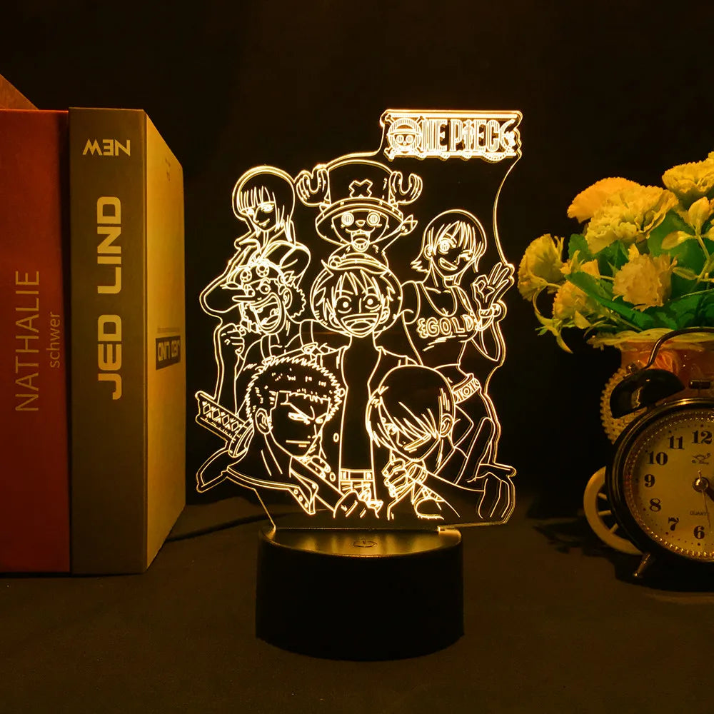 Anime une pièce voulait carte figurines d'action singe D Luffy Led acrylique support veilleuse pour enfants enfant Cool cadeau d'anniversaire GEAR GLOW
