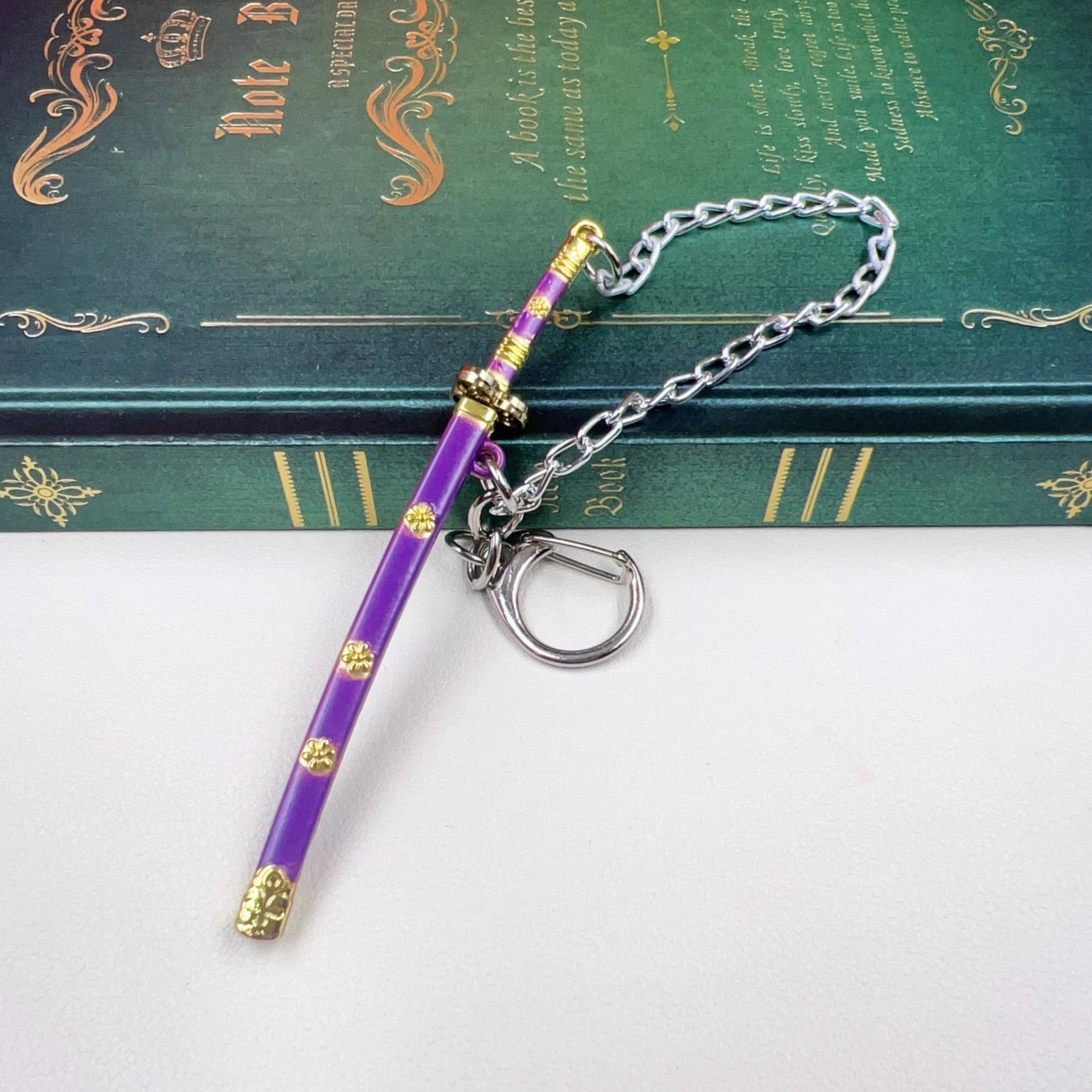 Mini épée de la série Roronoa Zoro, 9cm, avec chaîne Anti-perte, périphériques d'anime OP, Basil Hawkins, porte-clés en métal, cadeau pour les Fans GEAR GLOW