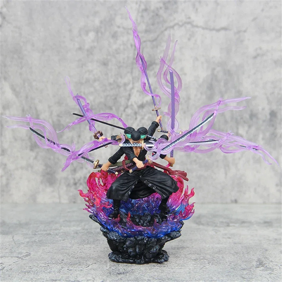 Une pièce Zoro figurine Anime Figure Asura Roronoa Zoro Statue figurine Collection modèle jouet pour noël Collection Gitf GEAR GLOW