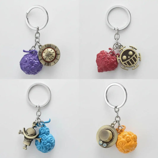 Porte-clés métal One Piece Fruits du Démon symboles anime collector