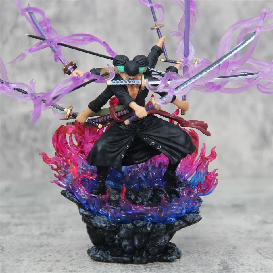 Une pièce Zoro figurine Anime Figure Asura Roronoa Zoro Statue figurine Collection modèle jouet pour noël Collection Gitf GEAR GLOW