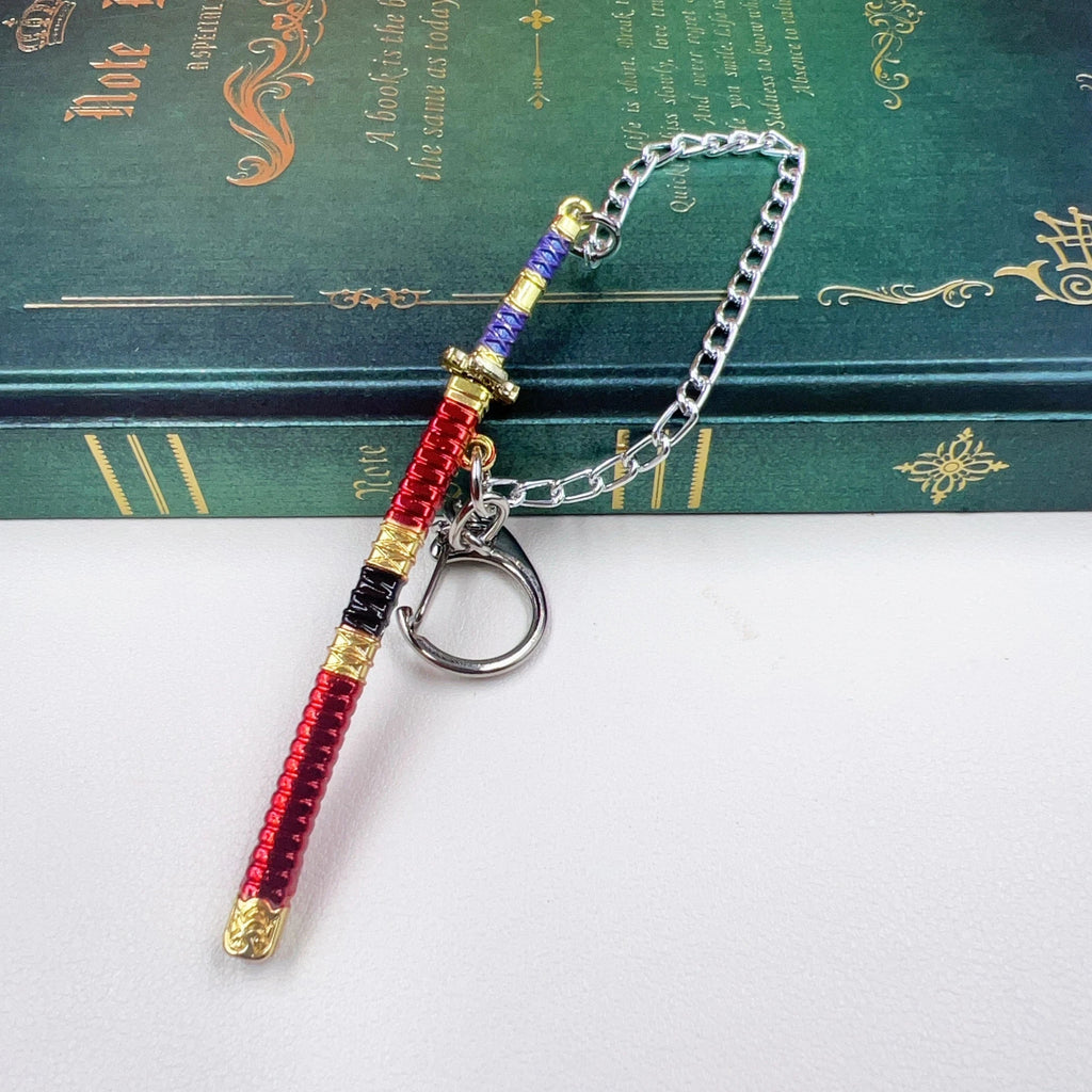 Mini épée de la série Roronoa Zoro, 9cm, avec chaîne Anti-perte, périphériques d'anime OP, Basil Hawkins, porte-clés en métal, cadeau pour les Fans GEAR GLOW