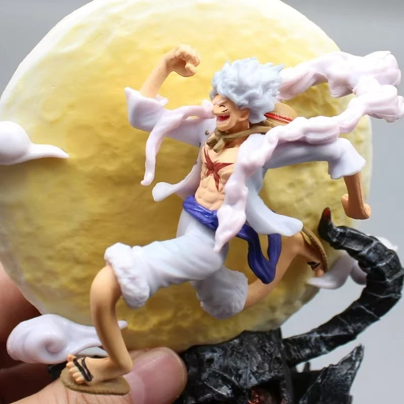Figurine d'anime One Piece de 12 cm, fée de la lune Nika Monkey D Luffy Gear 5 avec lumière lunaire, figurine d'action, modèle de collection, jouets GEAR GLOW