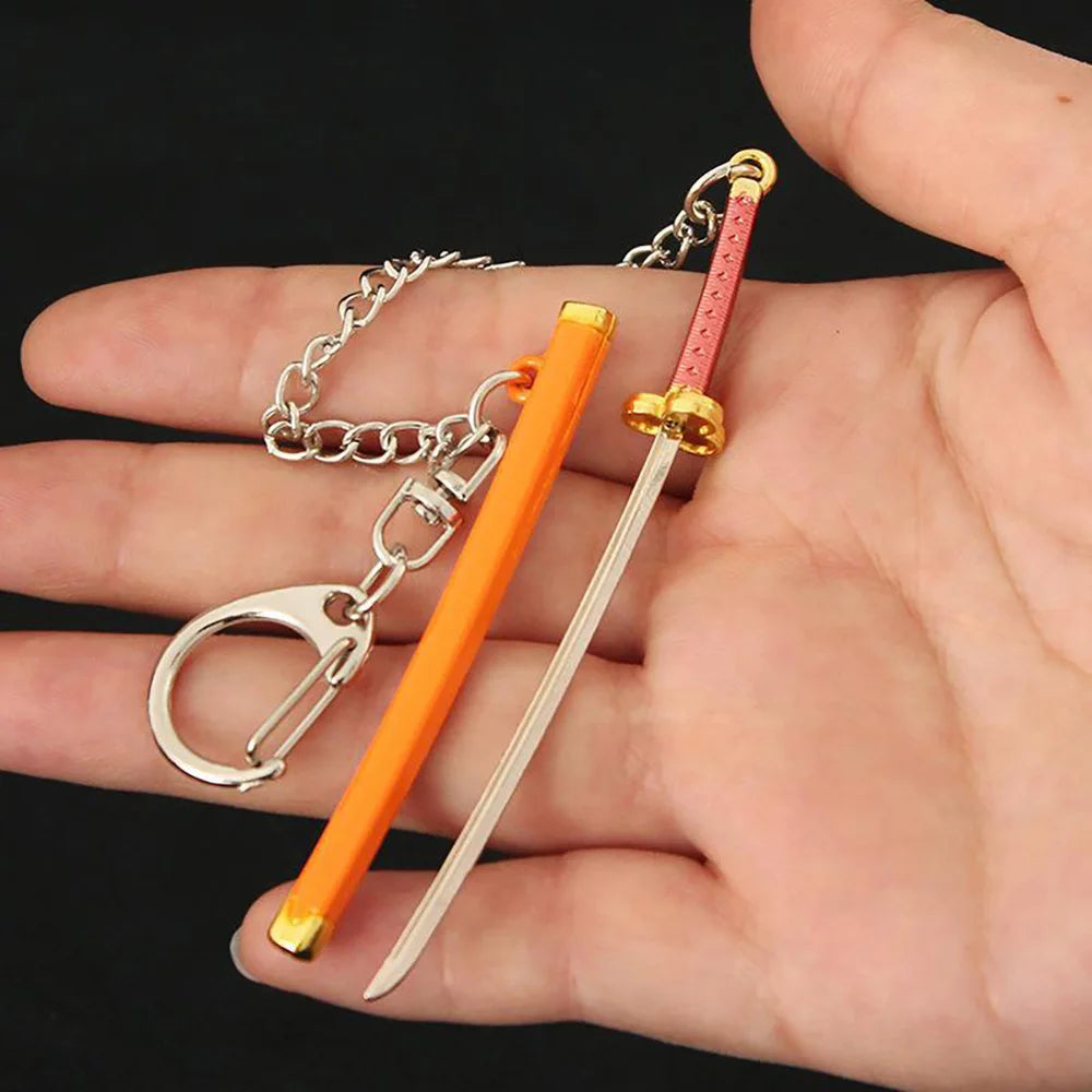Mini épée de la série Roronoa Zoro, 9cm, avec chaîne Anti-perte, périphériques d'anime OP, Basil Hawkins, porte-clés en métal, cadeau pour les Fans GEAR GLOW