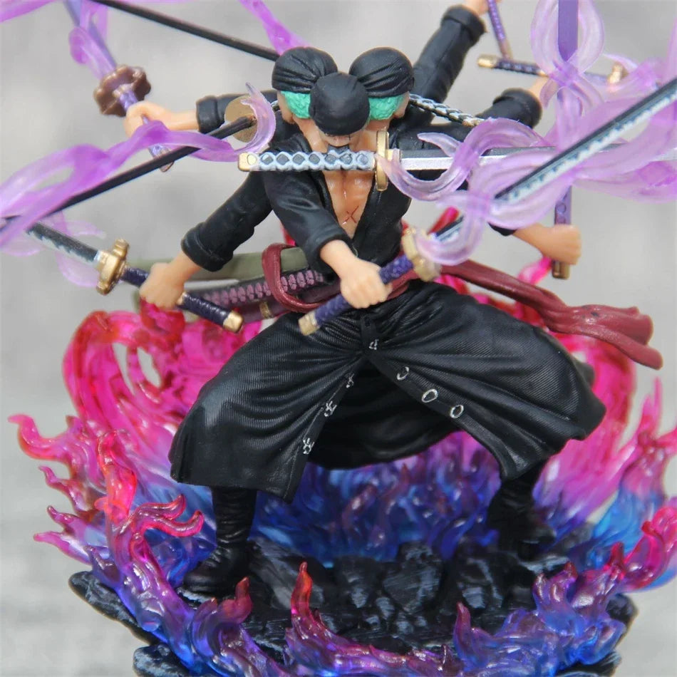 Une pièce Zoro figurine Anime Figure Asura Roronoa Zoro Statue figurine Collection modèle jouet pour noël Collection Gitf GEAR GLOW