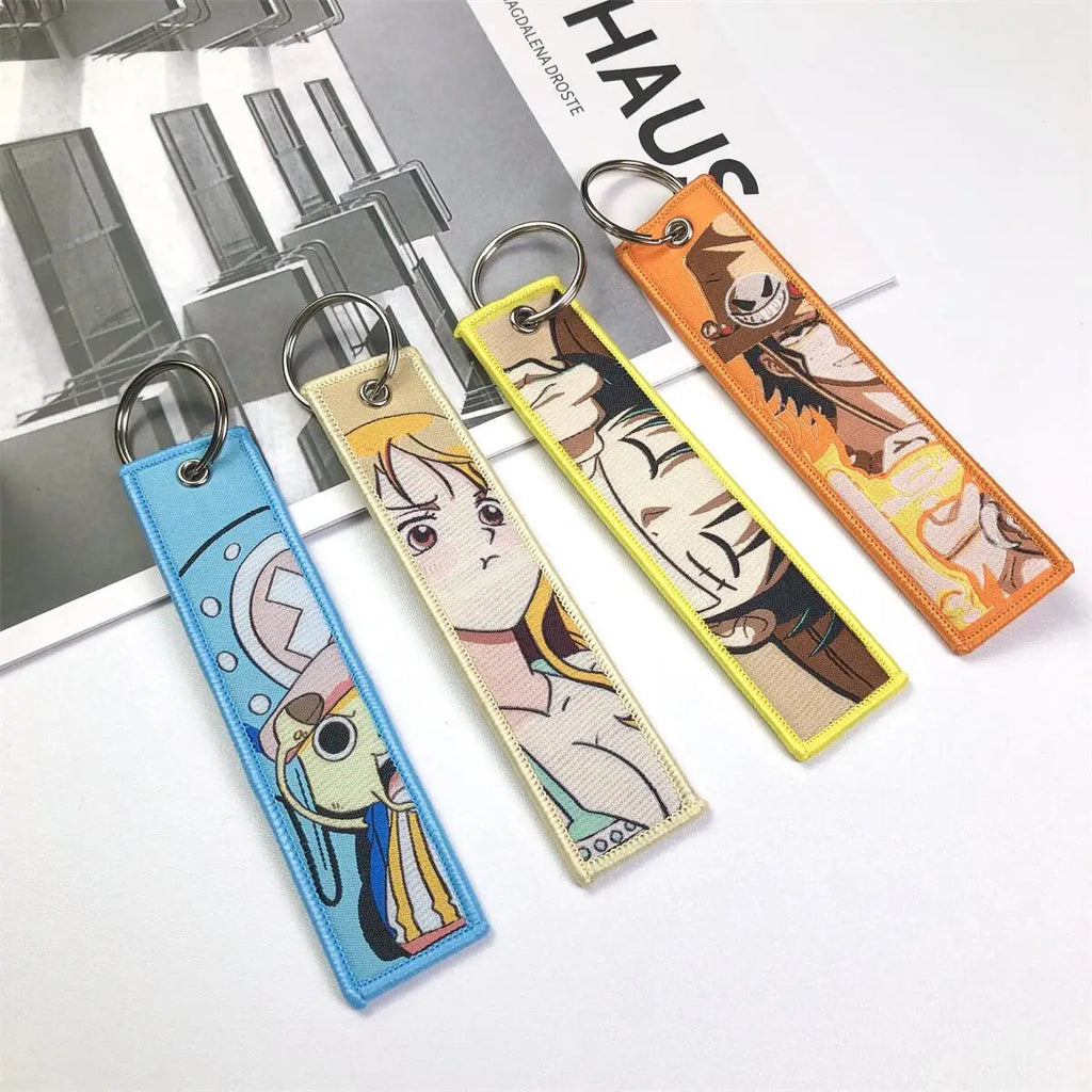 Porte-clés Anime une pièce avec mignon Jet Manga brodé, étiquette de clé à la mode pour accessoire de bijoux, porte-anneau, cadeau pour les Fans d'anime GEAR GLOW