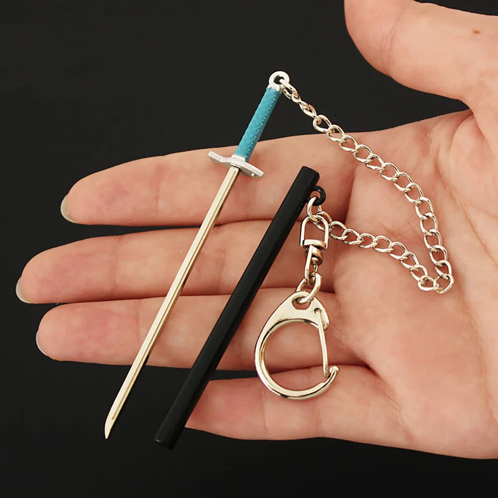 Mini épée de la série Roronoa Zoro, 9cm, avec chaîne Anti-perte, périphériques d'anime OP, Basil Hawkins, porte-clés en métal, cadeau pour les Fans GEAR GLOW