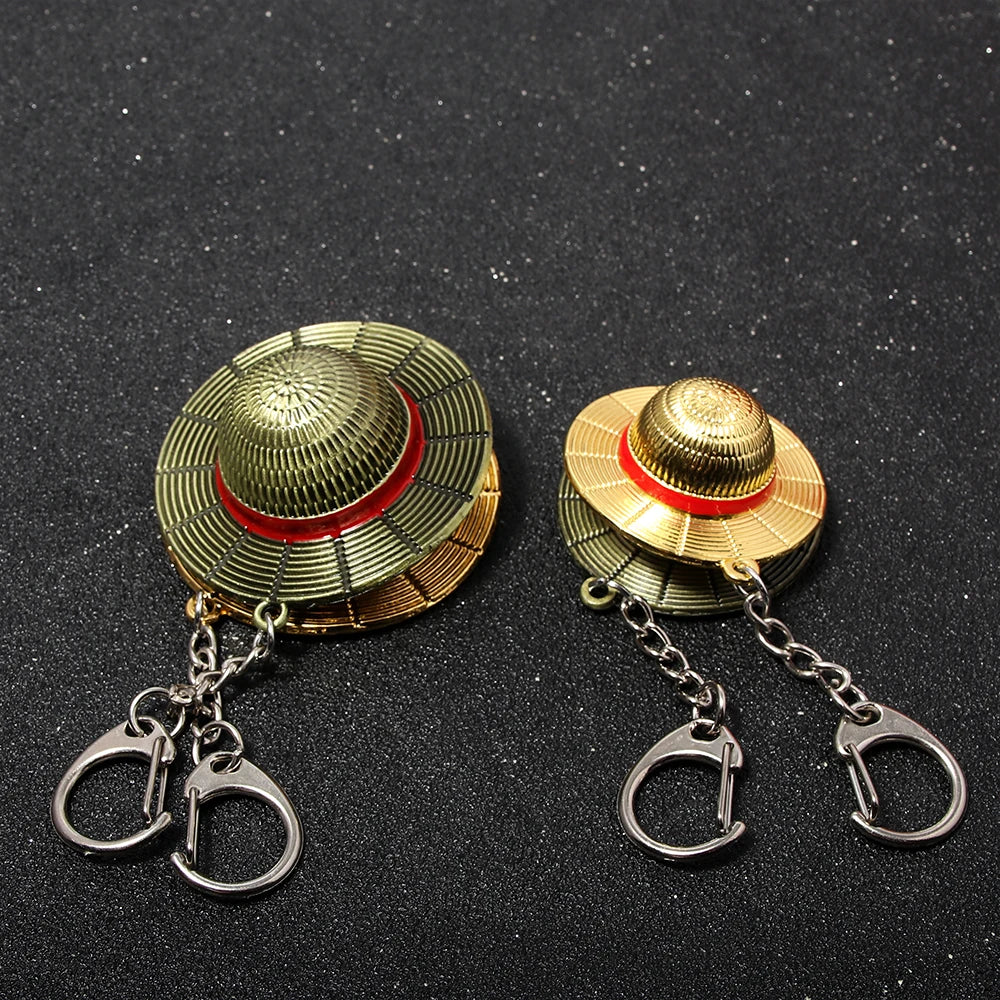 Porte-clés une pièce en forme de chapeau de paille, pendentif en métal pour Fans, adapté aux jeux de rôle, accessoires bijoux GEAR GLOW