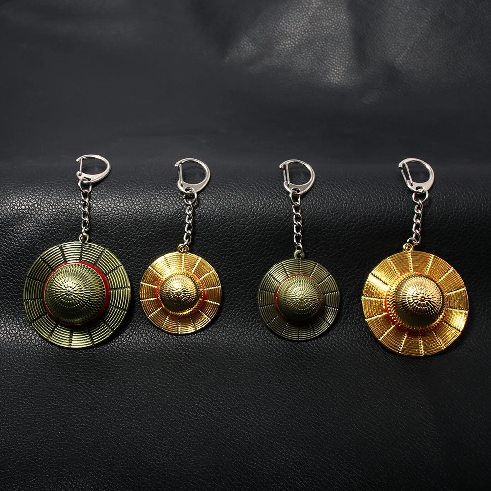 Porte-clés une pièce en forme de chapeau de paille, pendentif en métal pour Fans, adapté aux jeux de rôle, accessoires bijoux GEAR GLOW