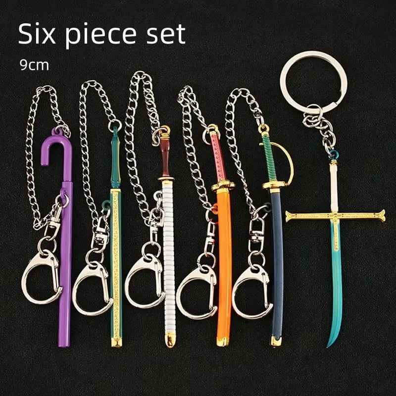 Mini épée de la série Roronoa Zoro, 9cm, avec chaîne Anti-perte, périphériques d'anime OP, Basil Hawkins, porte-clés en métal, cadeau pour les Fans GEAR GLOW